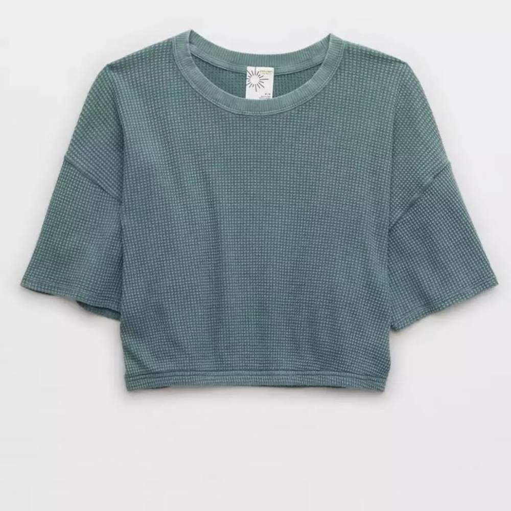 Aerie Offline Wow! Waffle cinched tee
